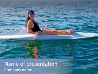 Teenage Girl In A Canoe PowerPoint Template