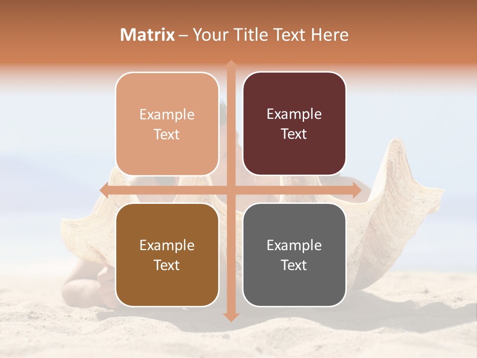 Romantic Couple On The Beach Kissing Behind The Seashell PowerPoint Template