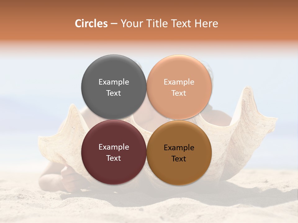 Romantic Couple On The Beach Kissing Behind The Seashell PowerPoint Template