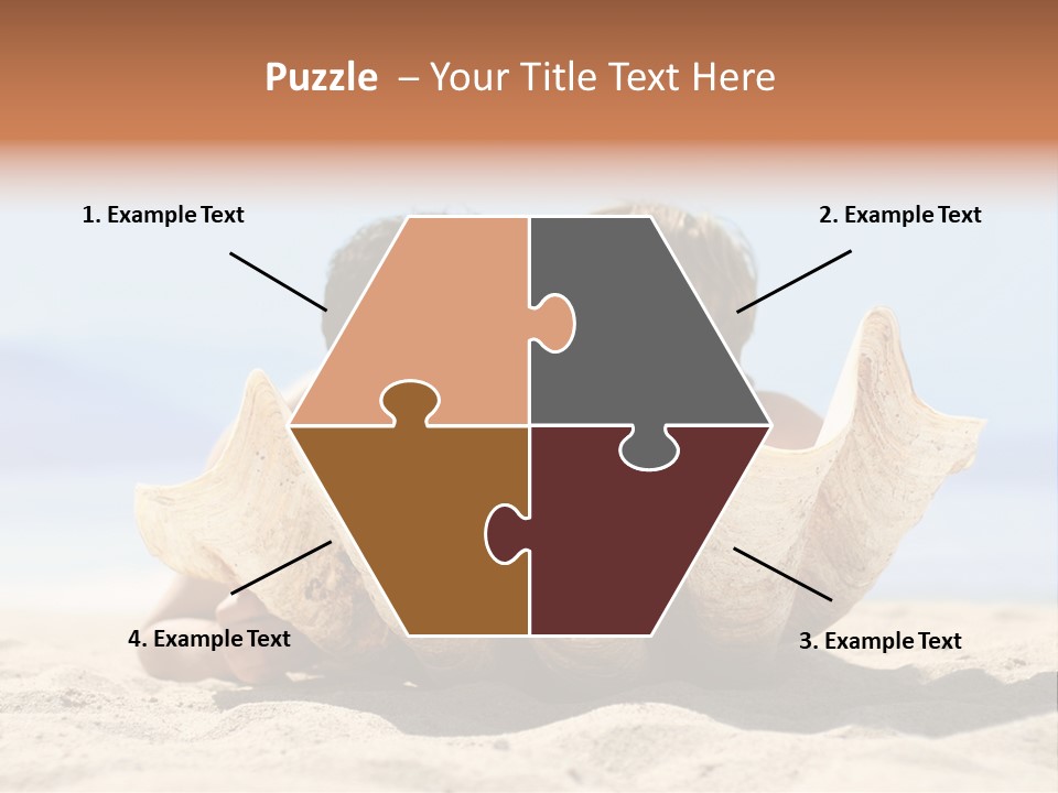 Romantic Couple On The Beach Kissing Behind The Seashell PowerPoint Template