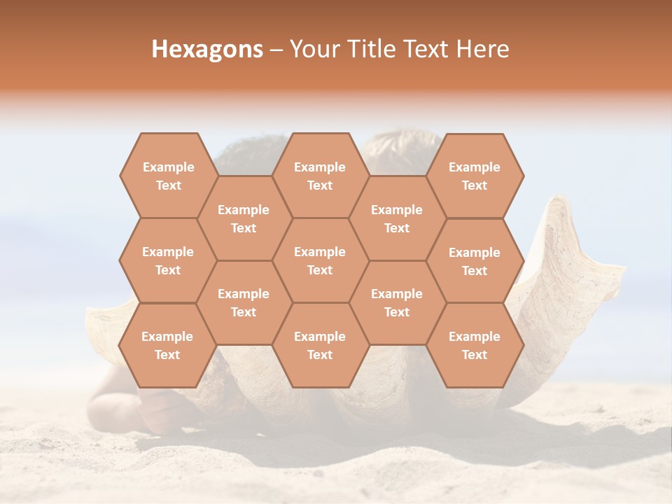 Romantic Couple On The Beach Kissing Behind The Seashell PowerPoint Template