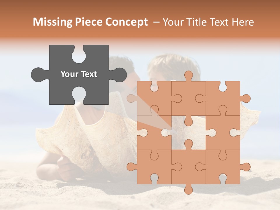 Romantic Couple On The Beach Kissing Behind The Seashell PowerPoint Template