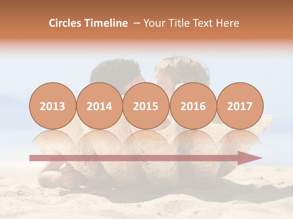 Romantic Couple On The Beach Kissing Behind The Seashell PowerPoint Template
