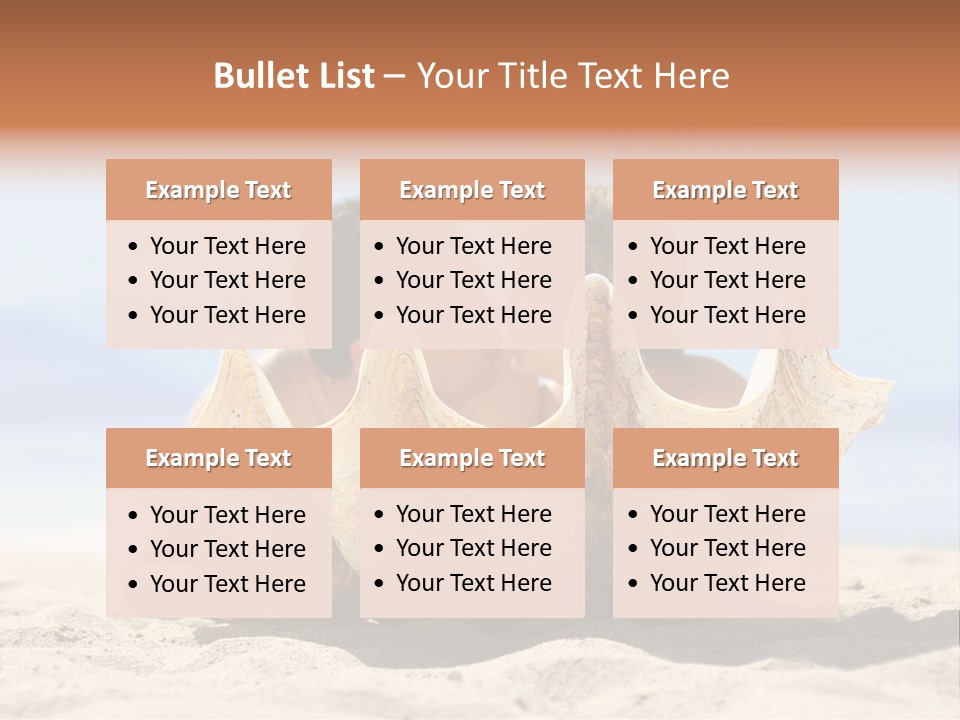 Romantic Couple On The Beach Kissing Behind The Seashell PowerPoint Template