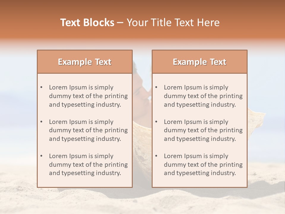 Romantic Couple On The Beach Kissing Behind The Seashell PowerPoint Template