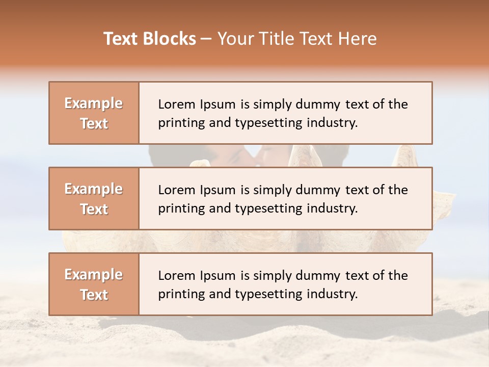 Romantic Couple On The Beach Kissing Behind The Seashell PowerPoint Template