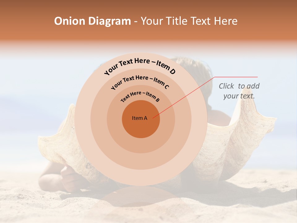 Romantic Couple On The Beach Kissing Behind The Seashell PowerPoint Template