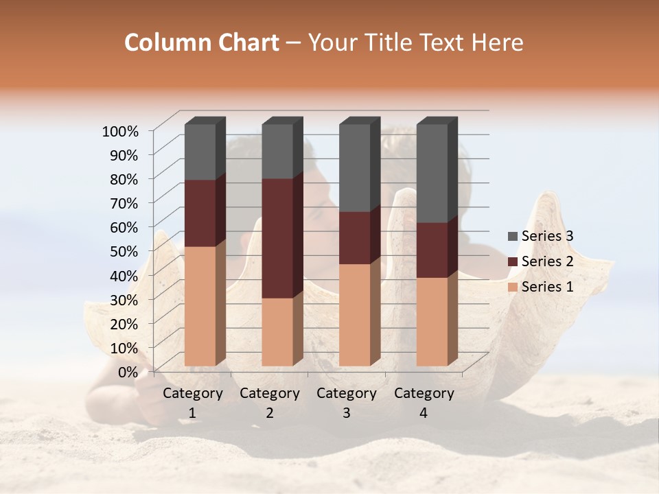 Romantic Couple On The Beach Kissing Behind The Seashell PowerPoint Template