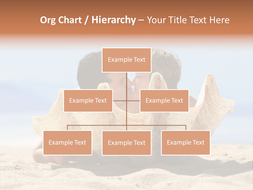 Romantic Couple On The Beach Kissing Behind The Seashell PowerPoint Template