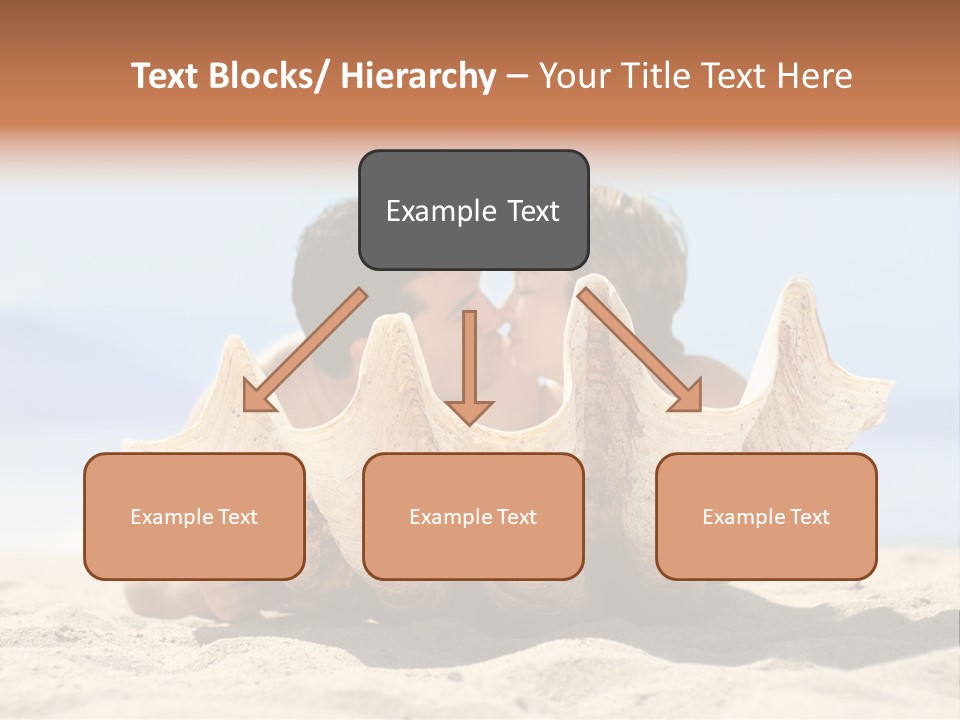 Romantic Couple On The Beach Kissing Behind The Seashell PowerPoint Template