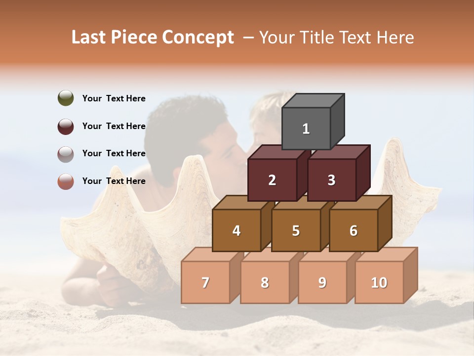 Romantic Couple On The Beach Kissing Behind The Seashell PowerPoint Template