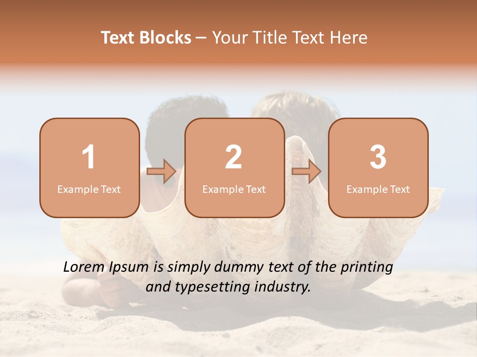 Romantic Couple On The Beach Kissing Behind The Seashell PowerPoint Template