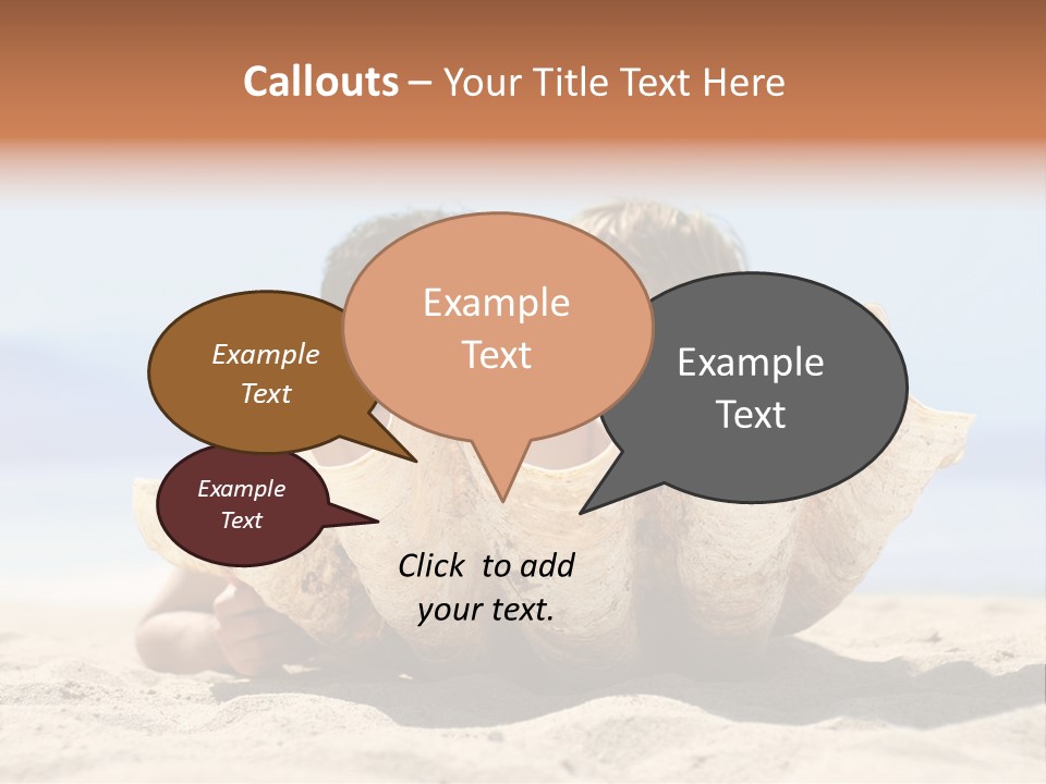 Romantic Couple On The Beach Kissing Behind The Seashell PowerPoint Template