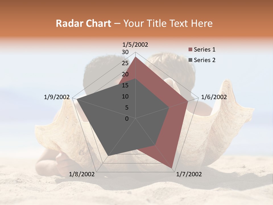 Romantic Couple On The Beach Kissing Behind The Seashell PowerPoint Template