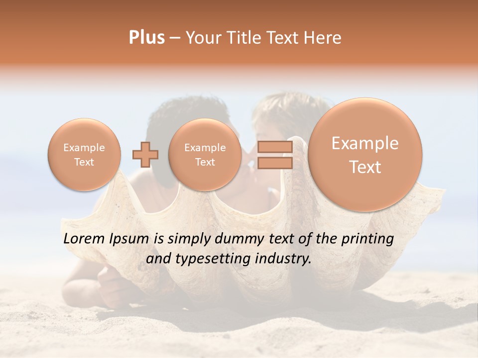 Romantic Couple On The Beach Kissing Behind The Seashell PowerPoint Template