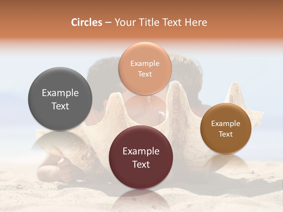 Romantic Couple On The Beach Kissing Behind The Seashell PowerPoint Template