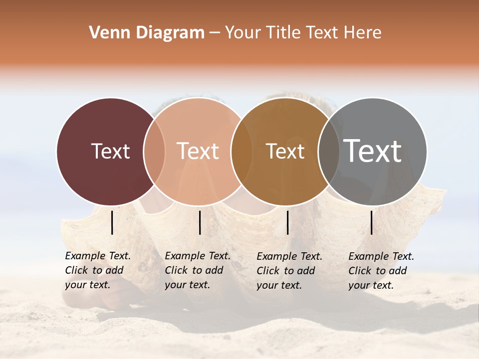 Romantic Couple On The Beach Kissing Behind The Seashell PowerPoint Template