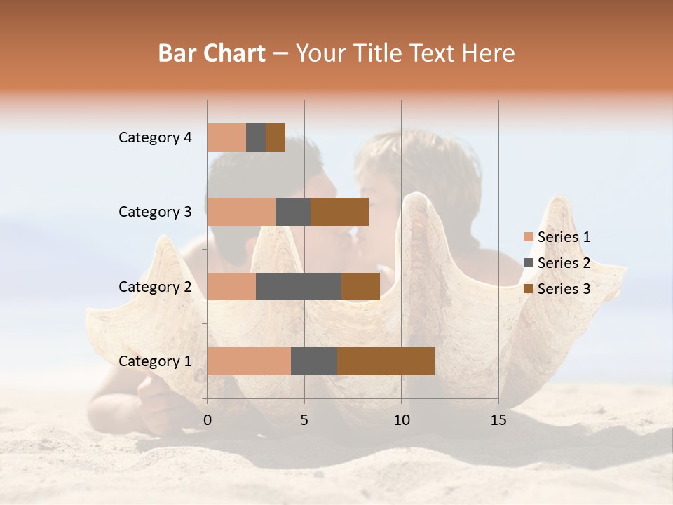 Romantic Couple On The Beach Kissing Behind The Seashell PowerPoint Template