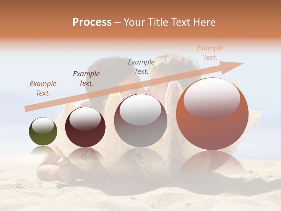 Romantic Couple On The Beach Kissing Behind The Seashell PowerPoint Template