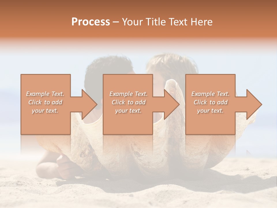 Romantic Couple On The Beach Kissing Behind The Seashell PowerPoint Template