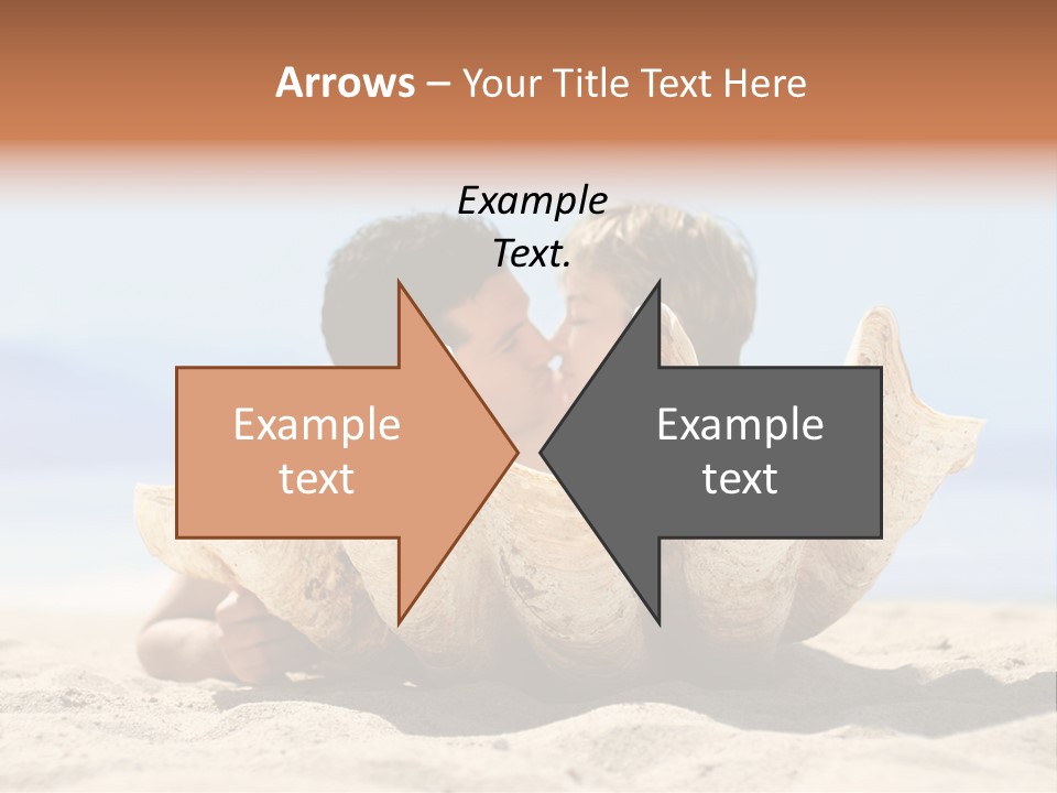Romantic Couple On The Beach Kissing Behind The Seashell PowerPoint Template