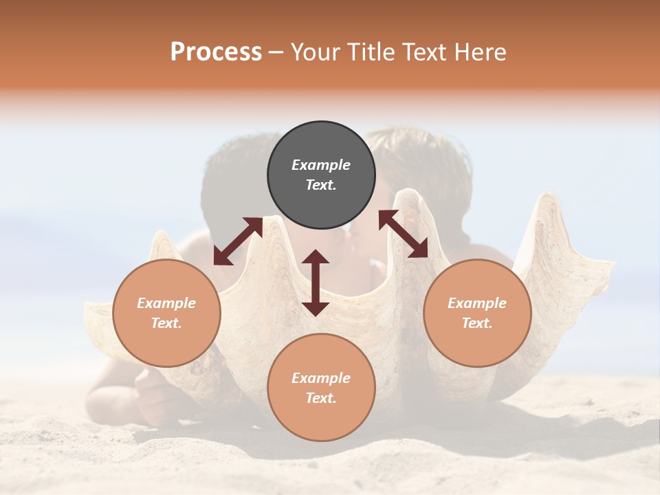 Romantic Couple On The Beach Kissing Behind The Seashell PowerPoint Template