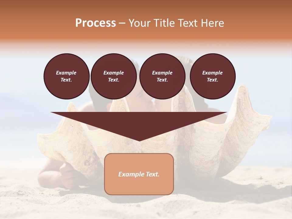 Romantic Couple On The Beach Kissing Behind The Seashell PowerPoint Template