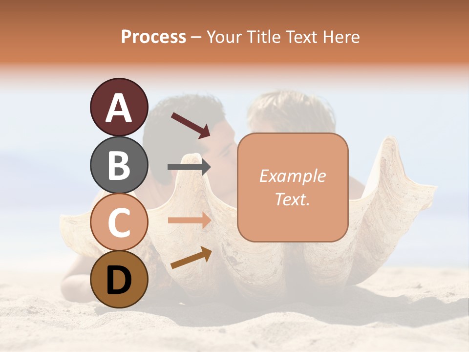 Romantic Couple On The Beach Kissing Behind The Seashell PowerPoint Template