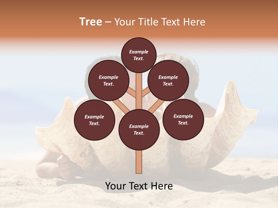 Romantic Couple On The Beach Kissing Behind The Seashell PowerPoint Template