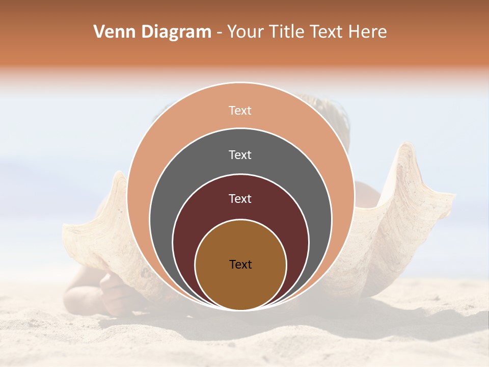 Romantic Couple On The Beach Kissing Behind The Seashell PowerPoint Template