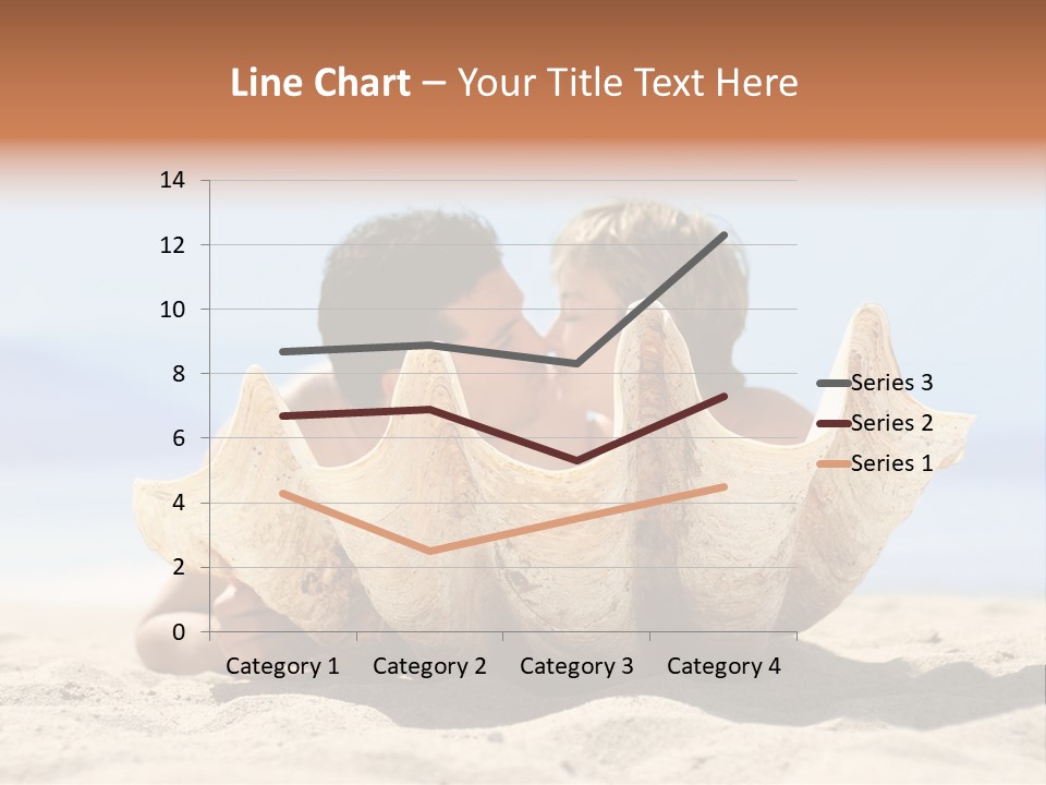 Romantic Couple On The Beach Kissing Behind The Seashell PowerPoint Template