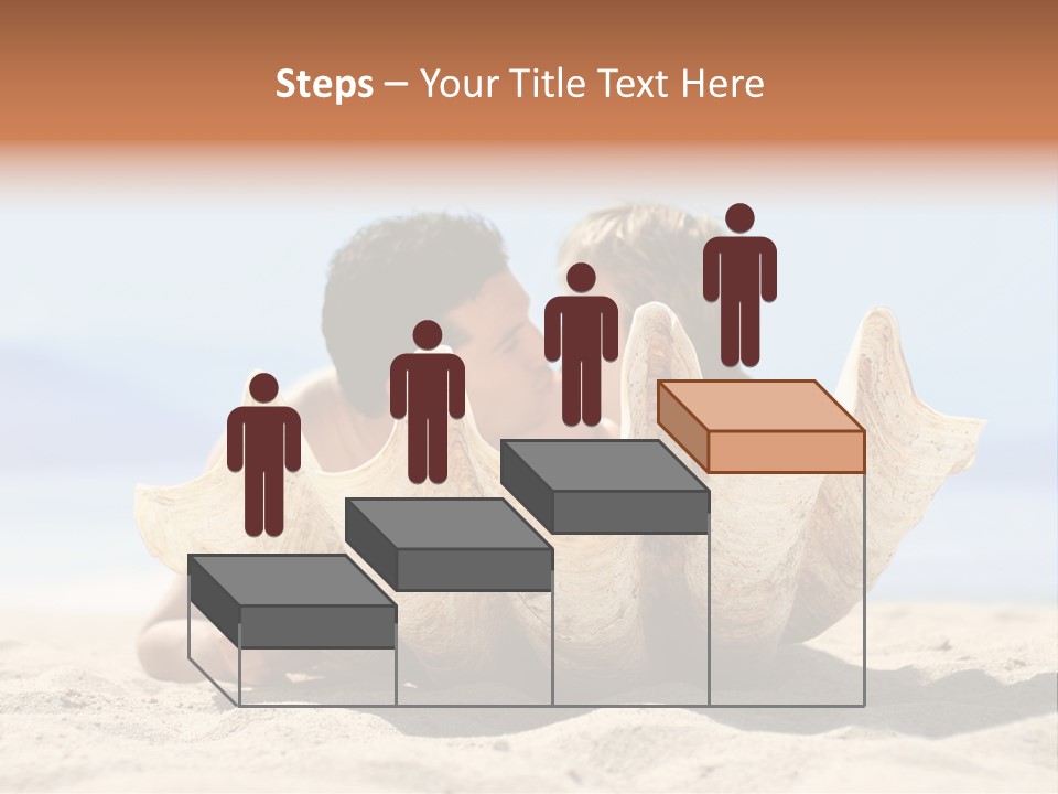 Romantic Couple On The Beach Kissing Behind The Seashell PowerPoint Template