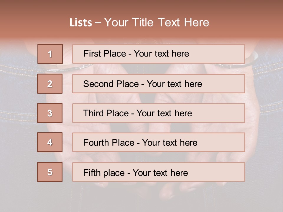 Man Handcuffed Hands At The Back PowerPoint Template