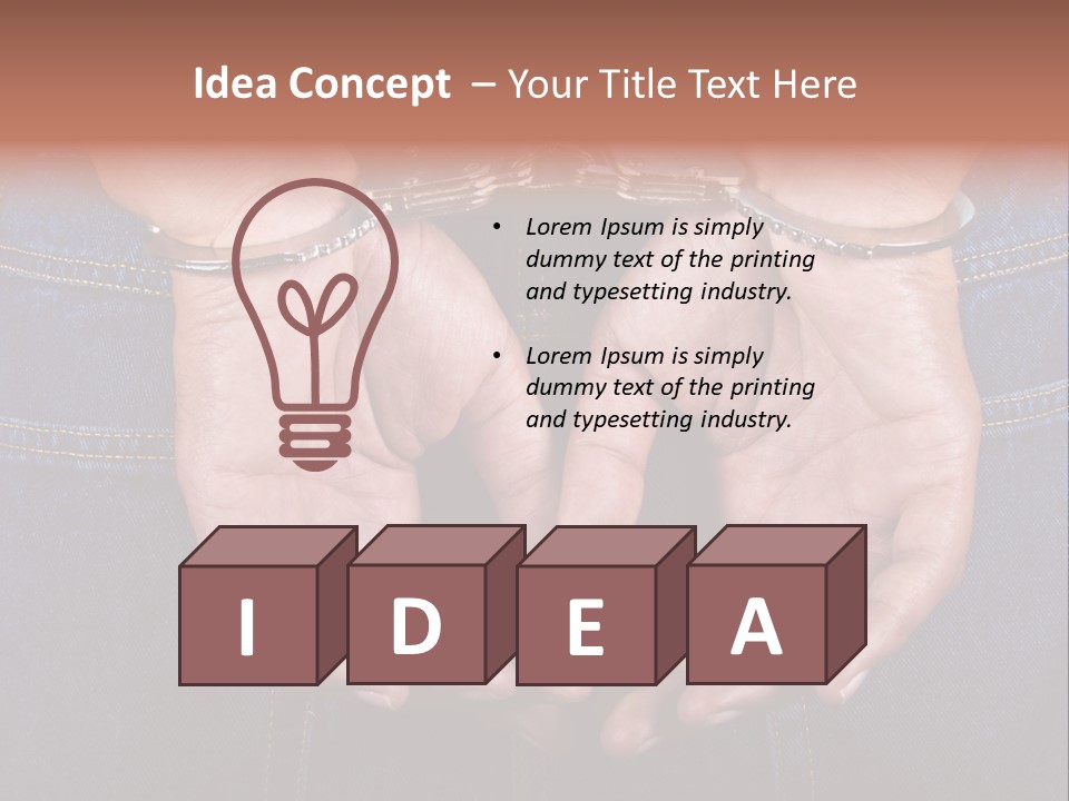 Man Handcuffed Hands At The Back PowerPoint Template