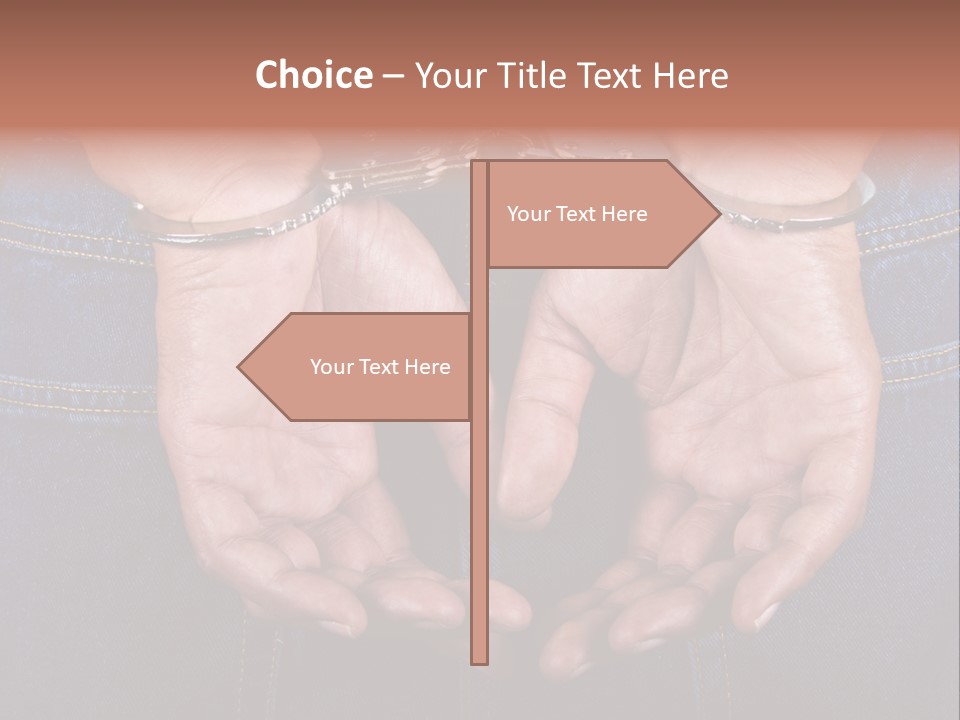 Man Handcuffed Hands At The Back PowerPoint Template