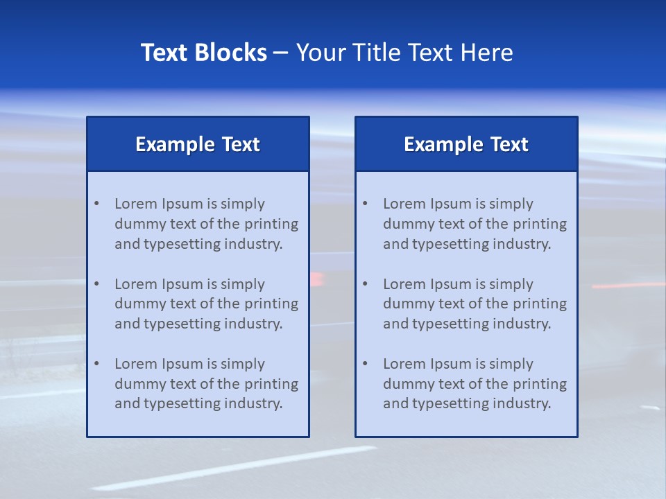 A Blue Truck Driving Down A Road With A Blue Tarp Over It PowerPoint Template