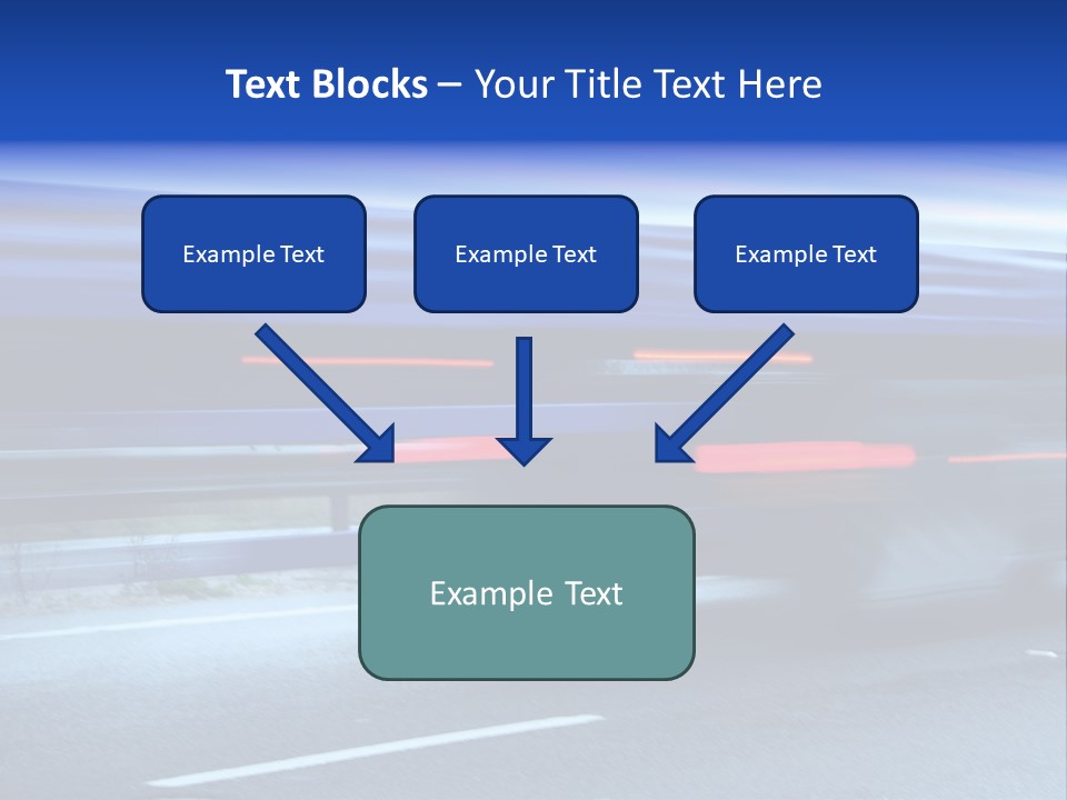 A Blue Truck Driving Down A Road With A Blue Tarp Over It PowerPoint Template