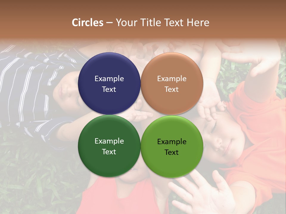 Four Children Playing In The Park. PowerPoint Template