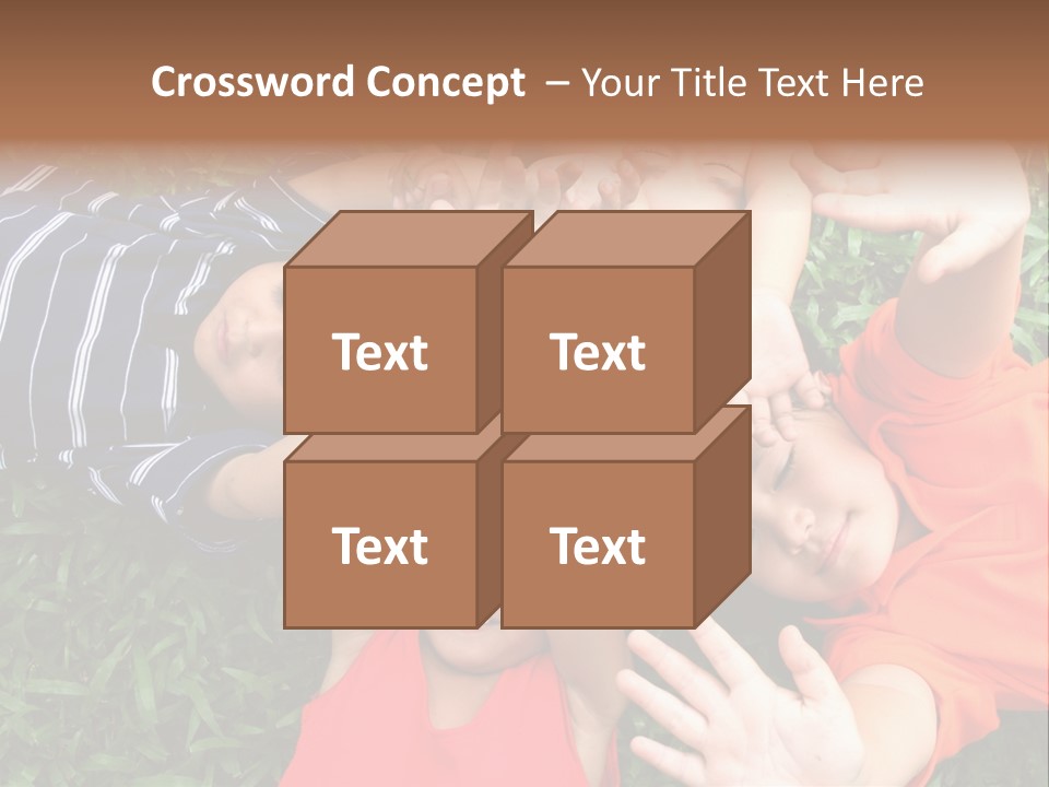 Four Children Playing In The Park. PowerPoint Template