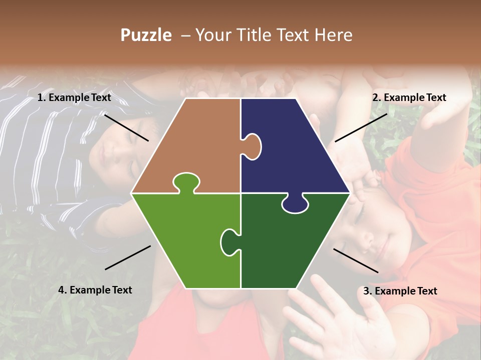 Four Children Playing In The Park. PowerPoint Template