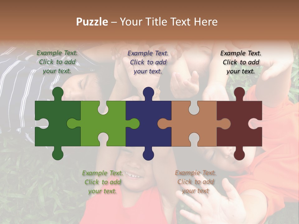 Four Children Playing In The Park. PowerPoint Template