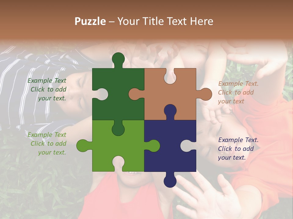 Four Children Playing In The Park. PowerPoint Template