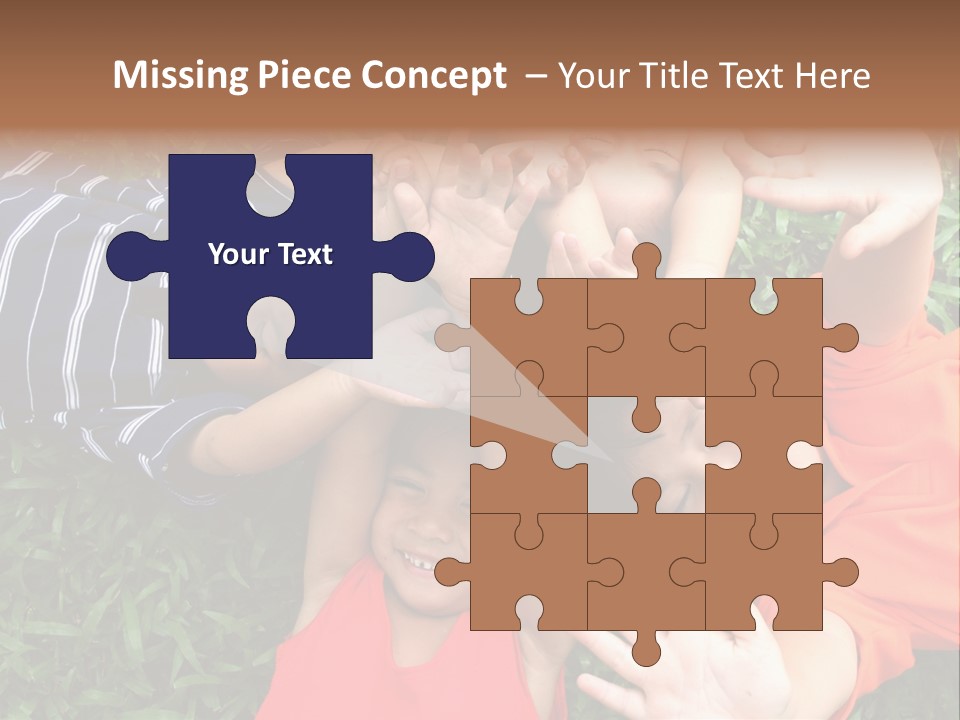 Four Children Playing In The Park. PowerPoint Template