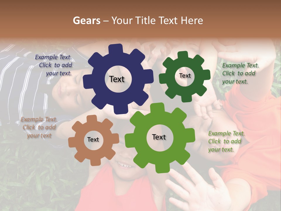 Four Children Playing In The Park. PowerPoint Template