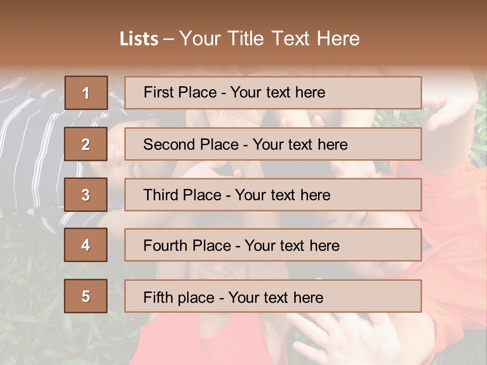 Four Children Playing In The Park. PowerPoint Template
