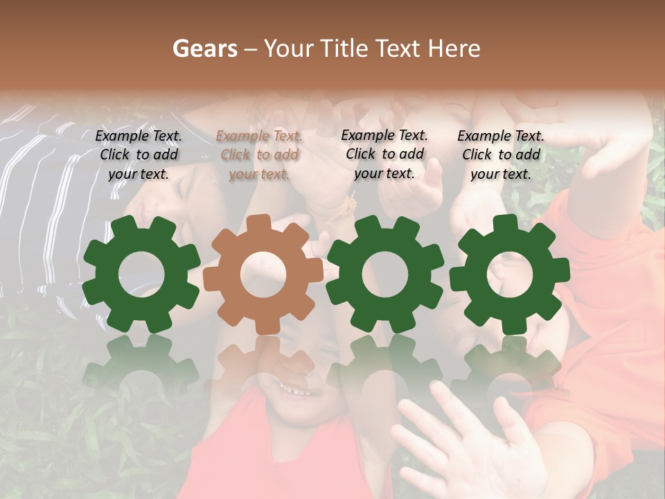 Four Children Playing In The Park. PowerPoint Template
