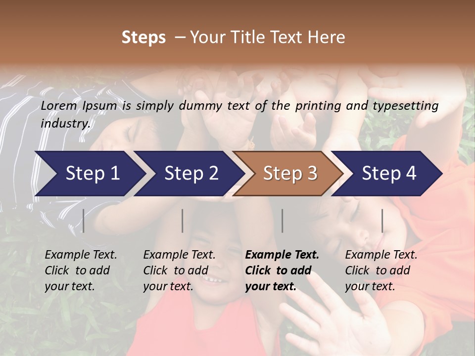 Four Children Playing In The Park. PowerPoint Template
