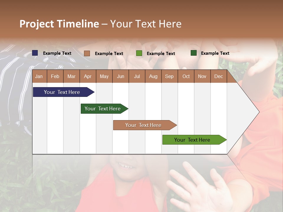 Four Children Playing In The Park. PowerPoint Template