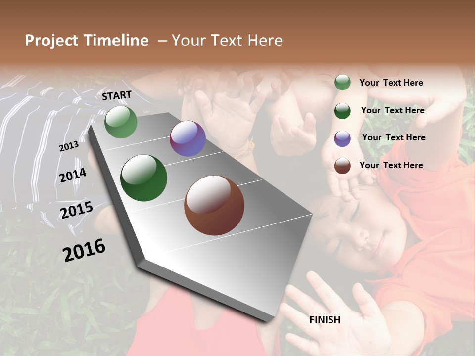 Four Children Playing In The Park. PowerPoint Template