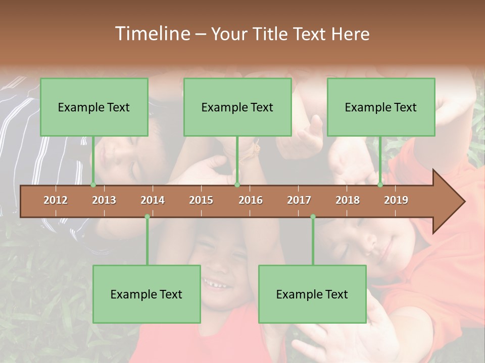 Four Children Playing In The Park. PowerPoint Template